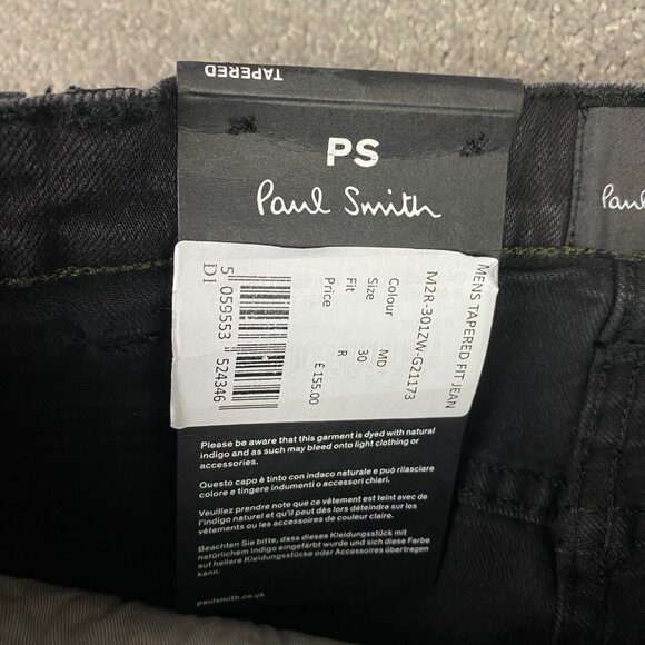 NWT Paul Smith Tapered Fit Black Organic Stretch Jeans Men's 30 Measure 32 x 31 - Picture 10 of 16